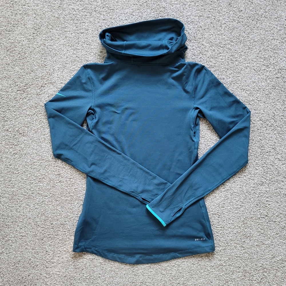Dark Teal Long Sleeve Cowl Neck Pullover | Nike | Size Small